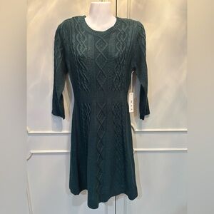 Chic Teal Cable Knit Dress